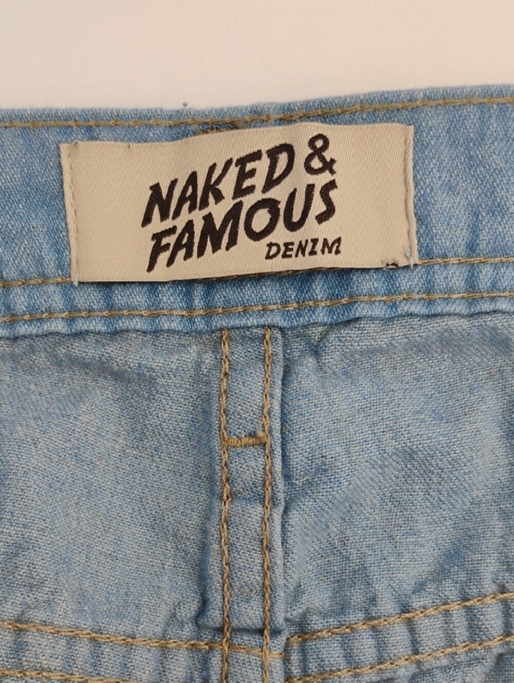 Naked & Famous Weird Guy Sky High Selvedge Pale Blue Cotton Hemp Jeans 31x35 - Picture 5 of 16